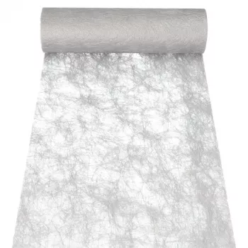 PAPSTAR Sizoflor tafelloper & decoratielint, zilver, 25 m x 30 cm, waterbestendig, 75% polyester / 25% polyamide 37064