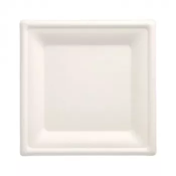 PAPSTAR Pure suikerriet borden, vierkant, 200 x 200 mm, 50 stuks, composteerbaar, magnetronbestendig 89744