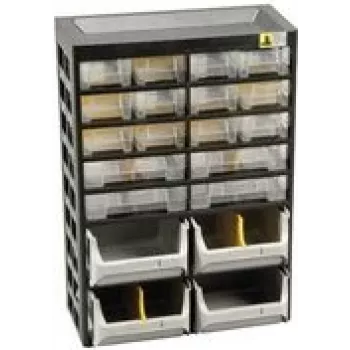 Allit VarioPlus Basic 34 kleinonderdelenmagazijn, 20 lades, kunststof, grijs, 305 x 170 x 435 mm 458160