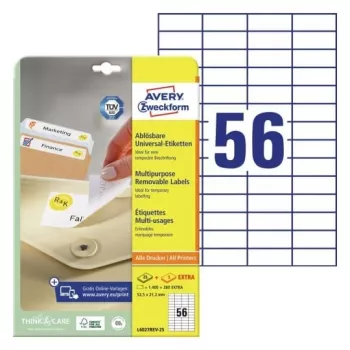 AVERY Zweckform Universele etiketten 52,5 x 21,2 mm wit verwijderbaar met rand ProNature 25 vel (L6027REV-25)
