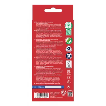 Faber-Castell Colour GRIP driehoekige kleurpotloden, gesorteerde kleuren, 10 stuks, Soft-Grip-zone, breukvaste 3,3 mm stift, lak op waterbasis, promo-etui 201585