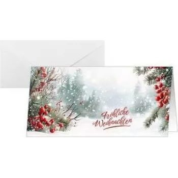 SIGEL DS645 kerstkaart Scandinavian Snow, DIN Lang liggend, 250 g/m² wit karton, inkjet/laser/kopieerapparaat, 1 stuk