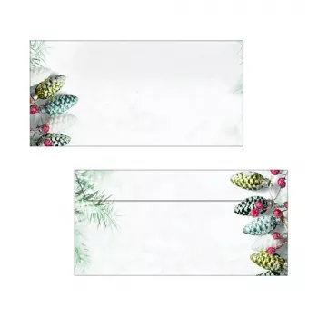 Sigel DU177 Christmas Garland Envelop DIN lang (DL, 110 x 220 mm), zonder venster, wit/groen, 90 g/m², 50 stuks