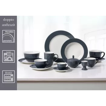 Ritzenhoff & Breker Doppio antraciet soepborden 220 mm porselein, 6-delige set 430219