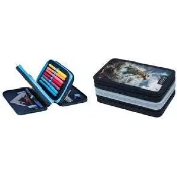 Herlitz TriCase Thunder Rex etui, 31-delig, polyester, 3 vakken, 3 ritsen 400205916