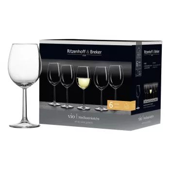 Ritzenhoff & Breker VIO wit wijnglas, 320 ml, vaatwasserbestendig, bolvorm, hoogte 200 mm, 6-delige set (812169)