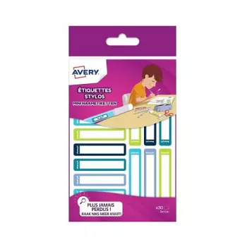 AVERY pennenetiketten, papier, 10 x 50 mm, gekleurde randen, afgeronde hoeken, handbeschrijfbaar, permanent hechtend - 30 etiketten (RESMI30G)