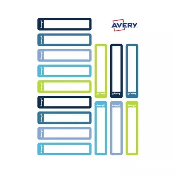 AVERY pennenetiketten, papier, 10 x 50 mm, gekleurde randen, afgeronde hoeken, handbeschrijfbaar, permanent hechtend - 30 etiketten (RESMI30G)