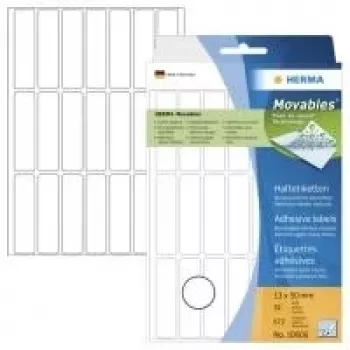 HERMA Movables 10606 zelfklevende papieretiketten, matwit, 13 x 50 mm, 672 etiketten (32 blad x 21), residuvrij verwijderbaar