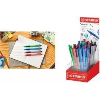 STABILO pointball colorful drukbalpen met detailhandeldisplay, 38 verschillende kleuren, 0,5 mm, antislip greepzone 6033/38-1