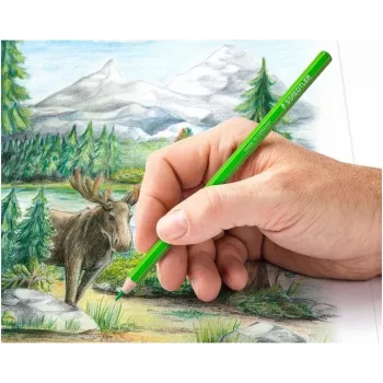 STAEDTLER Design Journey kleurpotloden, 48 verschillende kleuren, zachte stift, zeskant, metalen blik (146C M48)