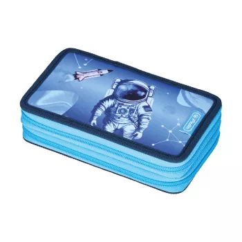 Herlitz dubbele etui Cosmic Explorer, 23 delen, 2 ritsen, gekleurde binnenvoering 400197545
