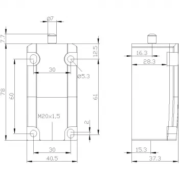SIEMENS SIRIUS 3SE5 basisschakelaar voor positieschakelaar 3SE5112-0, metalen behuizing, 1NO+1NC veerschakeling, IP66/IP67, M20 kabelinvoer 3SE51120LA00