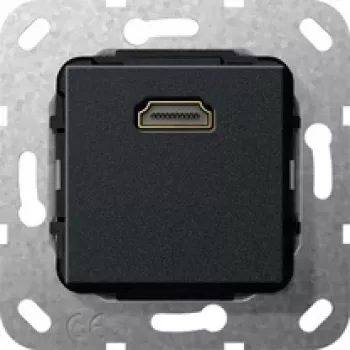 Gira HDMI wandplaatinzet 2.0a+ HDR, 1-poort, matzwart 567010