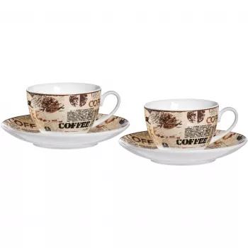Ritzenhoff & Breker CREMA cappuccinoset, 4-delig, porselein, motiefdruk, vaatwasmachinebestendig 422108