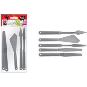 Marabu schildersmes-set, kunststof, 5 delen, voor pasteuze verf, structuurpasta's, acrylverf, olieverf, geel 0173000000031