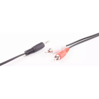 SHIVERPEAKS BASIC-S audiokabel, 2x RCA stekker naar 3,5 mm jackstekker, 5,0 m, stereo, zwart, polyzak BS30832-5
