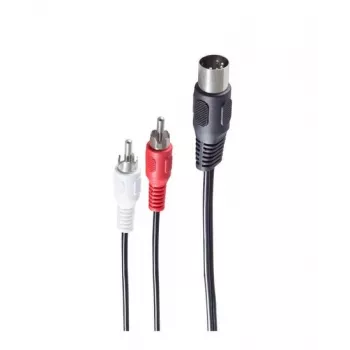 Shiverpeaks BASIC-S DIN 5-pins stekker naar 2 RCA stekker audiokabel, 1,5 m, zwart BS10312
