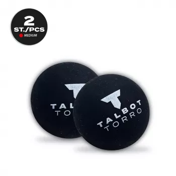 TALBOT torro squashbal, zwart/rood, medium, 2-pack blister met rode stip 251105