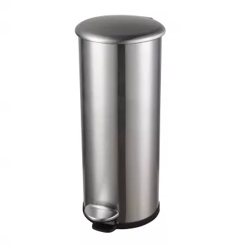 HELIT pedaalafvalemmer zink, 20 L, zilver roestvrij staal, rond, soft-close, voetpedaal H2406600