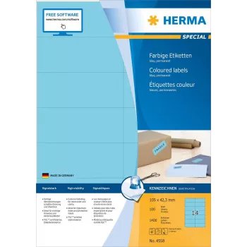 HERMA 4558 rechthoekige blauwe zelfklevende etiketten, 13 x 38 mm, 1400 etiketten