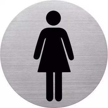 HELIT WC dames pictogram bord, edelstaal, zilver, zelfklevend, 115 mm H6271000