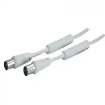 SHIVERPEAKS 10m IEC 169-2 coax antennekabel, stekker naar bus, vernikkeld, wit (BS80208-128)