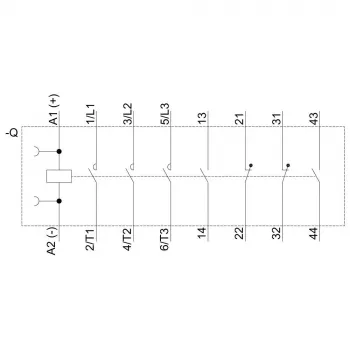 SIEMENS SIRIUS 3RT2 vermogensschakelaar 5,5 kW 400 V 12 A 24 V DC 2NO+2NC schroefklemmen 3RT20171BB443MA0