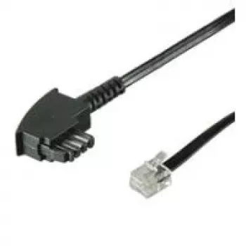 Wentronic Goobay TAE-F verbindingskabel universele pin-out, zwart, 10 m - TAE-F stekker naar RJ11/RJ14 stekker (6P4C) 68537