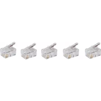 SHIVERPEAKS BASIC-S modulaire stekker RJ10 4P4C, onafgeschermd, vergulde contacten, transparant, 1 stuk BS72039-5