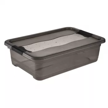 keeeper bewaarbox Cornelia, 28 liter, kristalgrijs transparant, met deksel, schuifsluiting 1042982700000