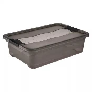 keeeper bewaarbox Cornelia, 28 liter, kristalgrijs transparant, met deksel, schuifsluiting 1042982700000