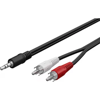 Wentronic Goobay 3,5 mm jack naar 2x RCA adapterkabel, 20 m, zwart 50779