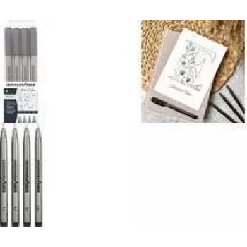 Faber-Castell EBERHARD FABER Pigment Liner Zwart 4-delige set (0,1, 0,3, 0,5, 0,7 mm) waterbestendig lichtbestendig permanent 558104
