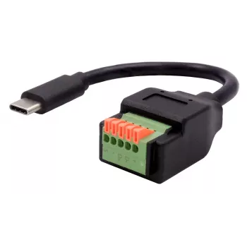 EXSYS USB-C-stekker naar 5-pins terminalblock adapterkabel met drukknop, USB 2.0, 15 cm EX-49123