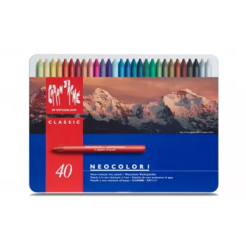 CARAN D'ACHE Neocolor I waskrijtjes, 40-delige set, rond, gemengde kleuren, papierwikkel 7000.340