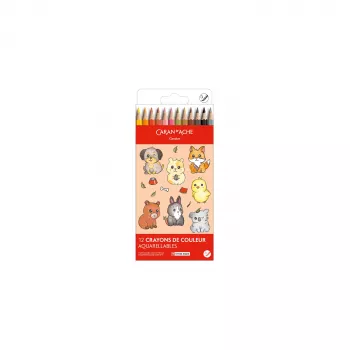 CARAN D'ACHE Swisscolor Kawaii Animals aquarelpotloden, 12-delige set, cederhout, zeshoekig 1285.803