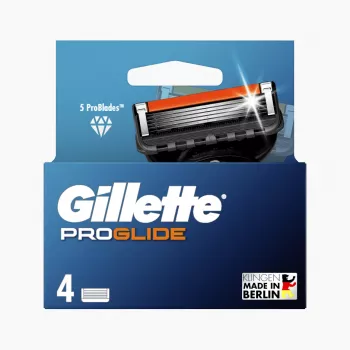 Gillette ProGlide vervangende scheermesjes voor heren, 4 mesjes, 5 anti-frictiemesjes + precisietrimmer, Lubrastrip, compatibel met Fusion5-handvatten 8001090456366