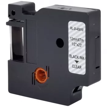 RENKFORCE RF-LT-D45010 compatibel DYMO D1 labelband 12mm transparant zwart op 7m RF-6027820