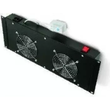 TRITON RAB-CH-X21-S 19-inch 4U rack-ventilatoreenheid met 2 stille ventilatoren, horizontale luchtstroom, thermostaat, zwart