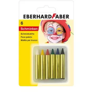 FABER-CASTELL EBERHARD FABER schminkstiften, kort, 6 kleuren, hoge intensiteit, dermatologisch getest, 1 set (579106)