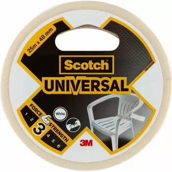 3M Scotch Universal Tape 2000 wit 48 mm x 25 m, 6 rollen – meerdoelige PE-folietape voor bundelen, bevestigen, repareren & verzegelen 7100205295