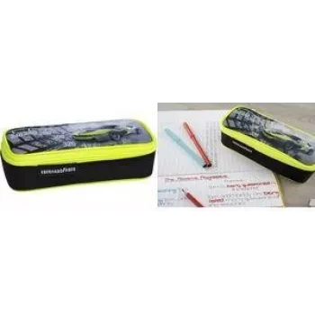 FABER-CASTELL EBERHARD FABER Race Car etui, zwart/neongeel polyester, groot hoofdvak, ritsvak 577575