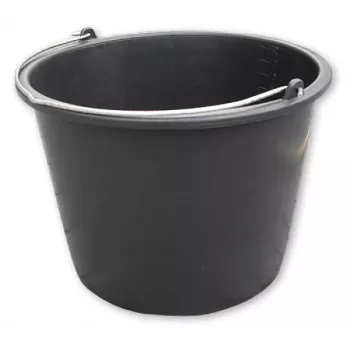 Bradas KTW20 bouwemmer 20 L PVC zwart rond met metalen beugelgreep en volumeschaal