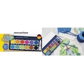 Faber-Castell Eberhard Faber WINNER plakkaatverfdoos, 12 heldere kleuren, transparant afneembaar deksel 578314