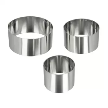 Metaltex ronde roestvrij staal kookringen, 3er-set, zilver, 45 mm hoogte 204536010