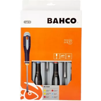 Bahco ERGO werkplaats-schroevendraaierset 6-delig plat, Phillips, Pozidriv (BE-9886)