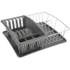 Metaltex Aquatex PLUS afdruiprek met afdruipbak en bestekhouder, zilver/antraciet 325026068