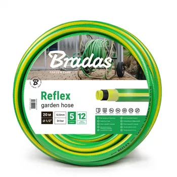 Bradas REFLEX tuinslang, 1/2 inch, 50 m, 5-laags met polyester-TRICOT-versterking, groen/geel WFR1/250