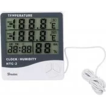 Bradas WL-M21 White Line digitaal weerstation met draadloze buitentemperatuursensor, binnen-/buitentemperatuur -10°C tot 70°C, wit